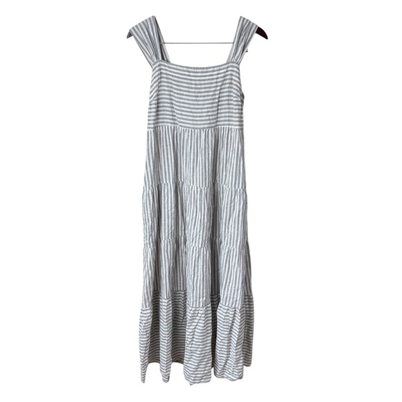 Madewell Striped Tiered Maxi Dress Hemp Cotton Blend Women's Size Medium NE773 - Picture 2 of 9